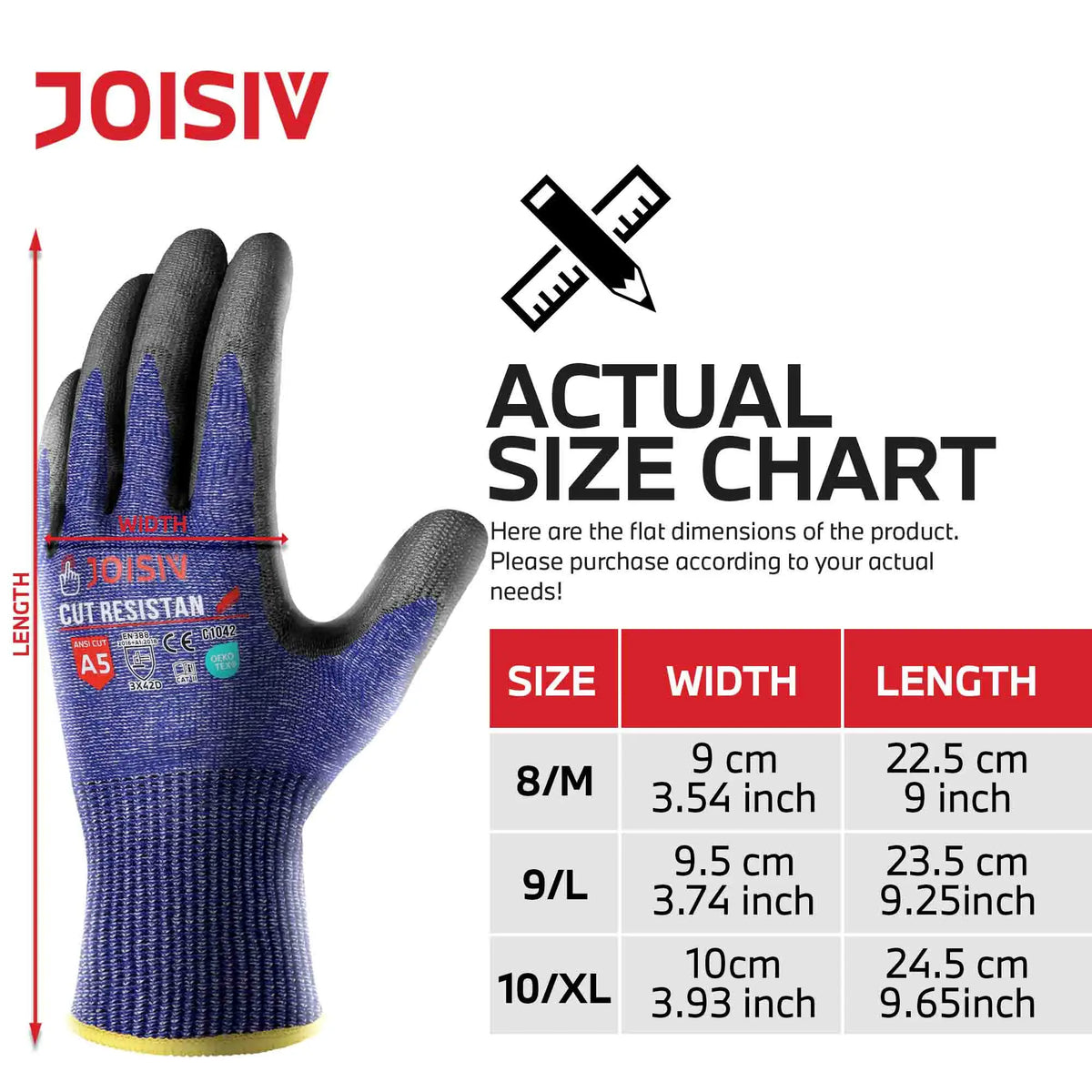 Cut Resistant Work Gloves Touchscreen Non Slip Breathable Durable For Cutting Construction Warehouse