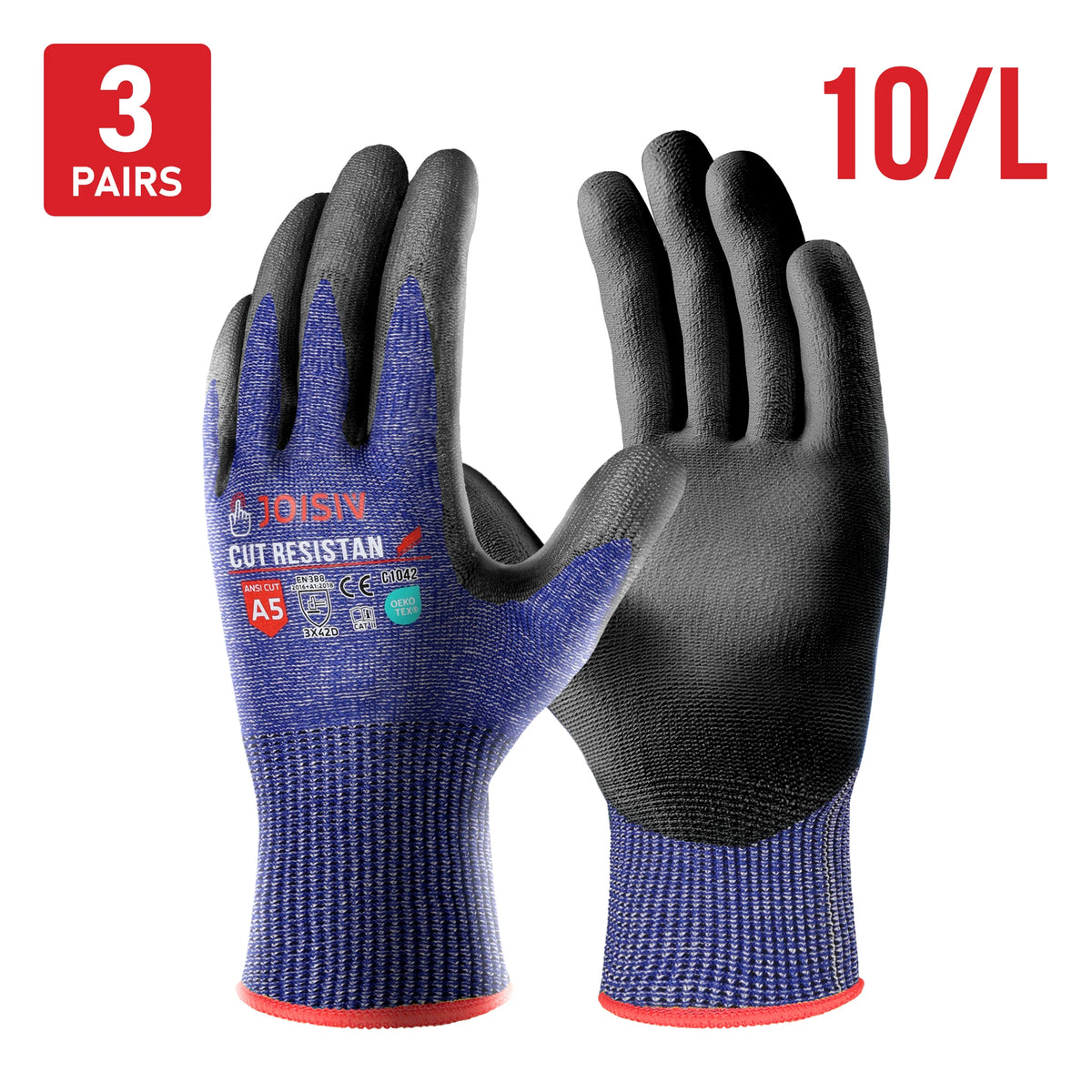 Cut Resistant Work Gloves Touchscreen Non Slip Breathable Durable For Cutting Construction Warehouse