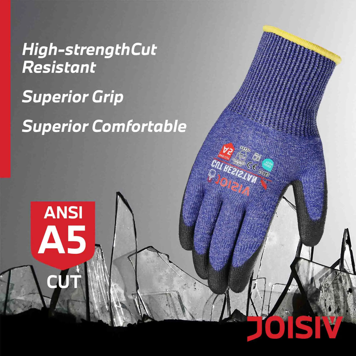 Cut Resistant Work Gloves Touchscreen Non Slip Breathable Durable For Cutting Construction Warehouse