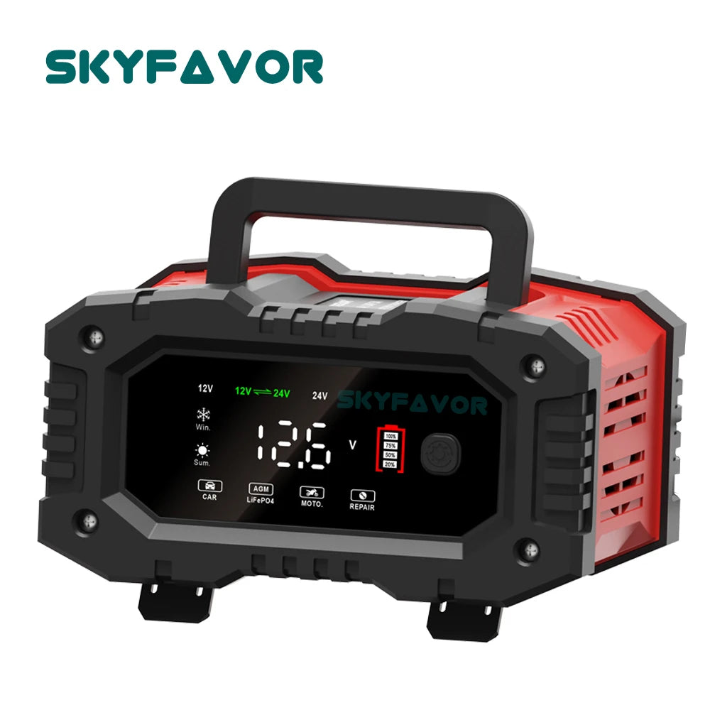 Universal Truck Motorcycle Car Battery Charger 12V 20A 24V 10A Lifepo4 Pulse Repair AGM GEL Deep Cycle Trickle Battery Charger