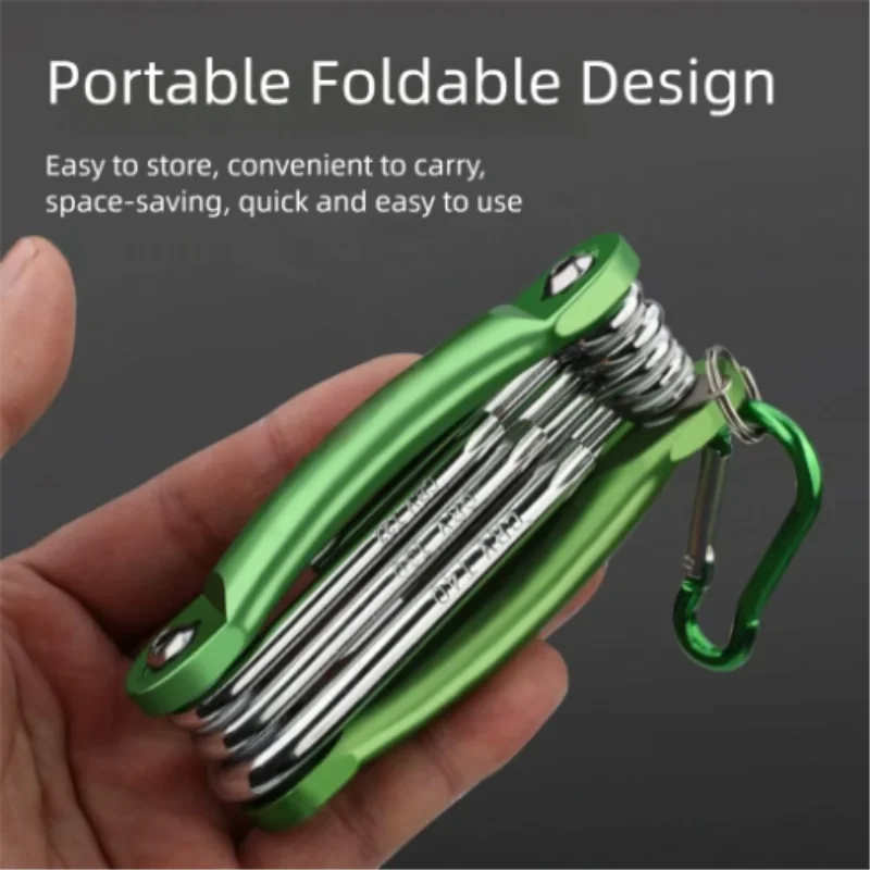 A Set of Foldable Hexagon Wrenches with 8 Pieces of Internal and 6 Pieces of External Hexagon Metric Internal Hexagon Wrench Kit