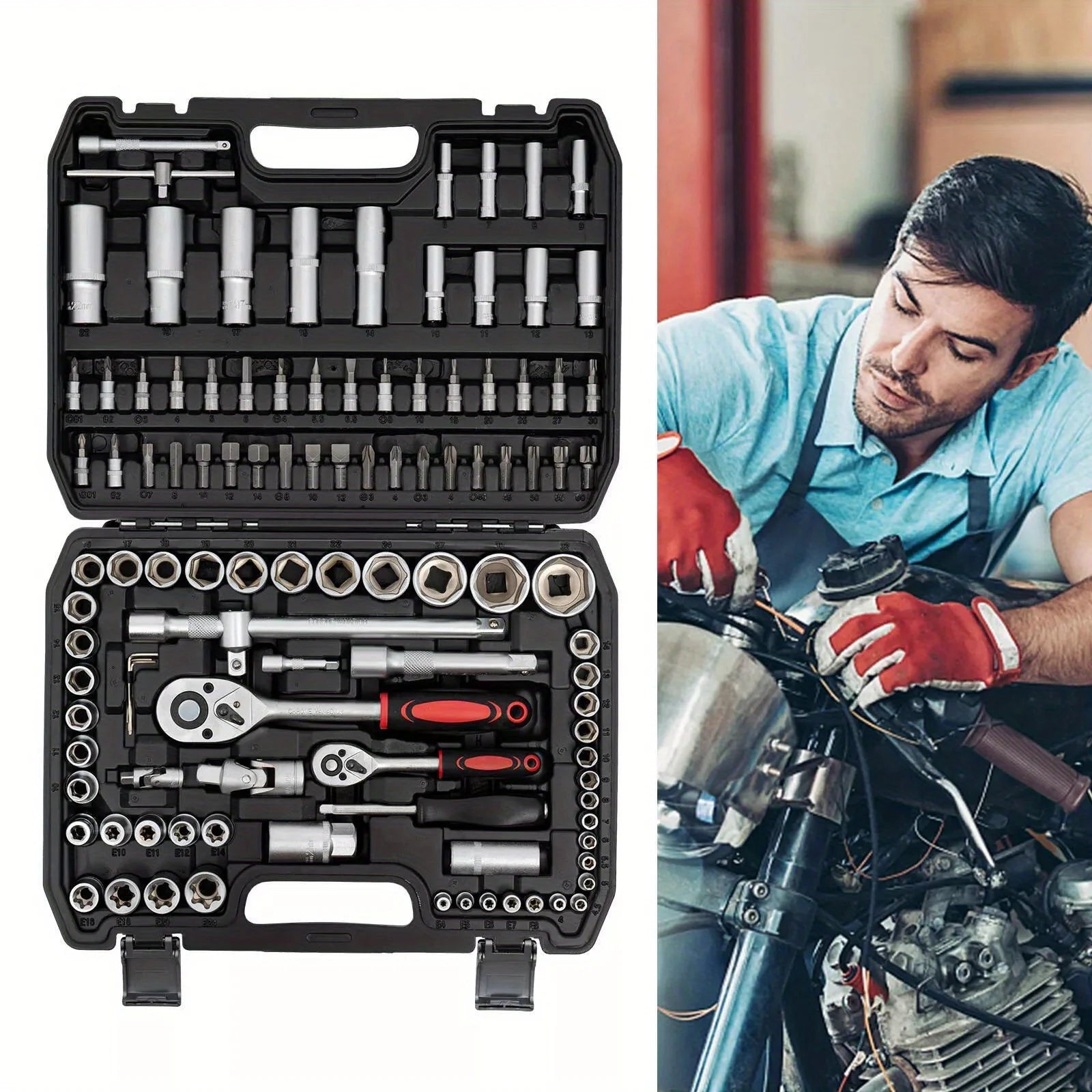 108-Piece Heavy-Duty Home Repair Tool Kit – Carbon Steel with Portable Toolbox