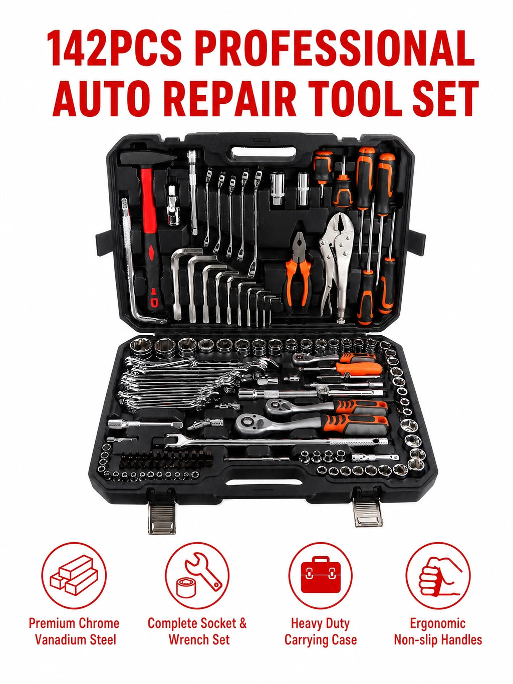 Multi-purpose Combination 147 Pcs Home Machine Auto Mechanic Repair Tools Kit