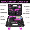 108-Piece Pink Hand Tool Kit – Complete Home Repair Set for Women