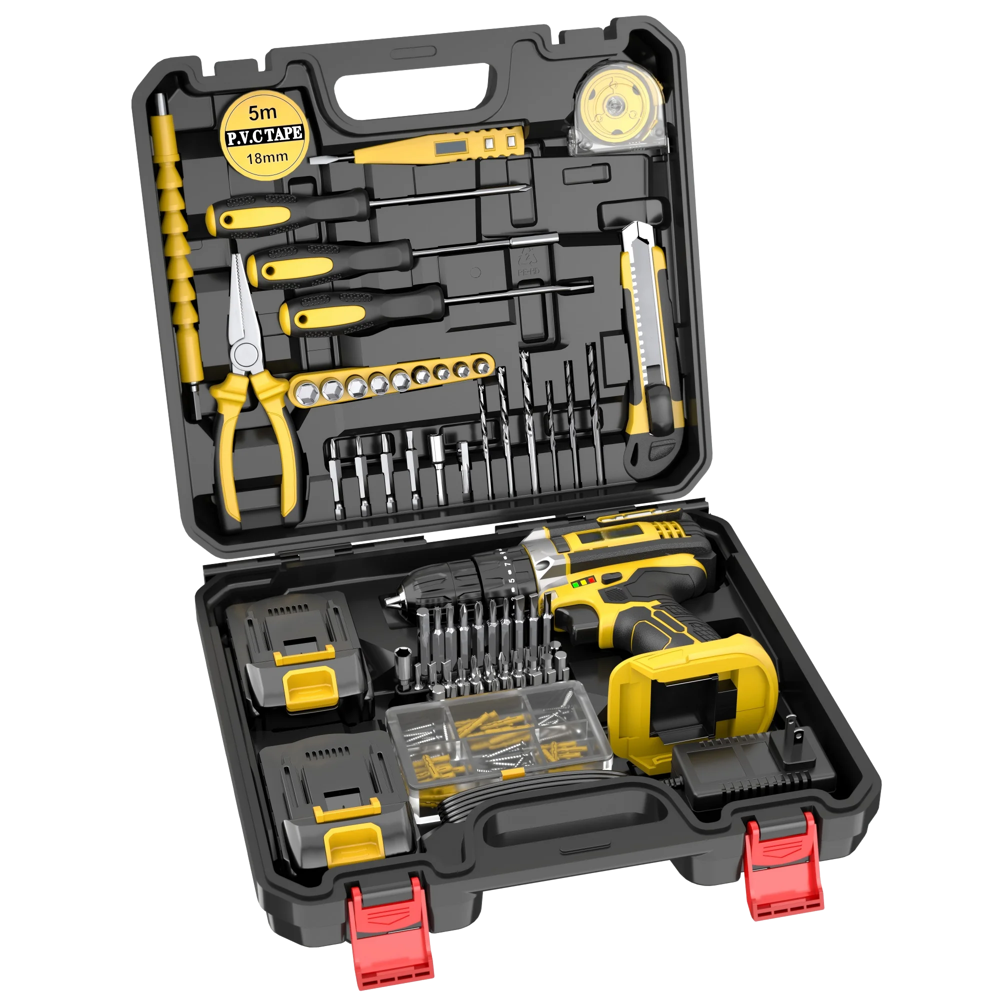 20V Cordless Impact Drill Driver Set – 136-Piece Accessory Kit