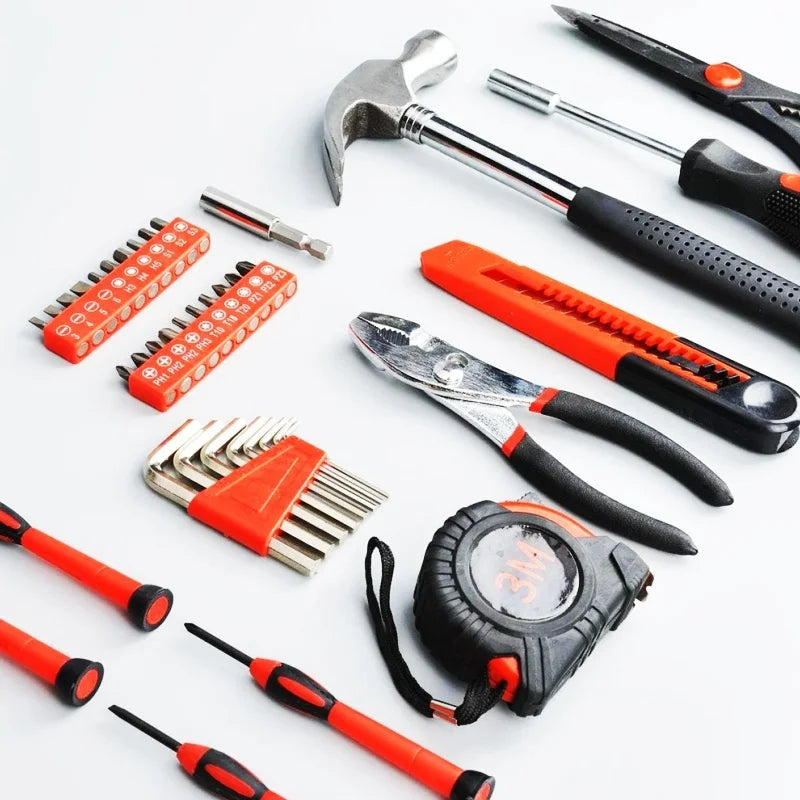 39-Piece Home Repair Tool Set – Pink, Orange, Blue & Yellow | Carry Case Included