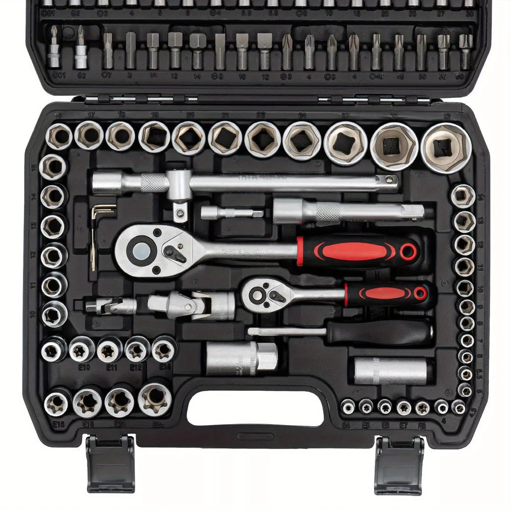 108-Piece Heavy-Duty Home Repair Tool Kit – Carbon Steel with Portable Toolbox