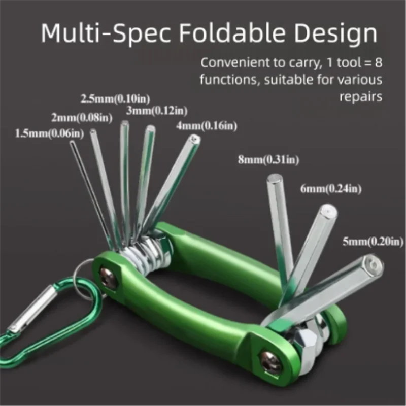 A Set of Foldable Hexagon Wrenches with 8 Pieces of Internal and 6 Pieces of External Hexagon Metric Internal Hexagon Wrench Kit