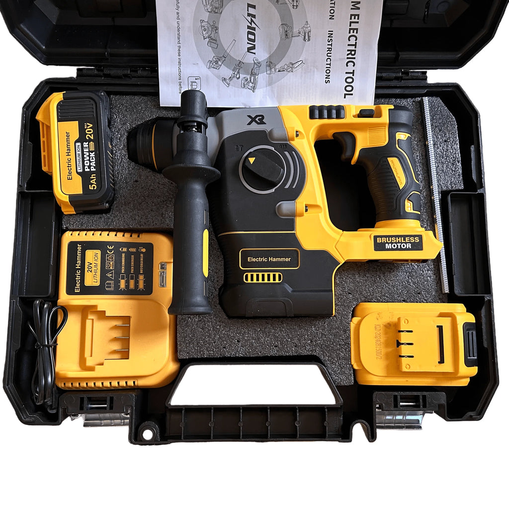 20V Brushless Cordless Rotary Hammer Drill – 850W for Concrete & DIY