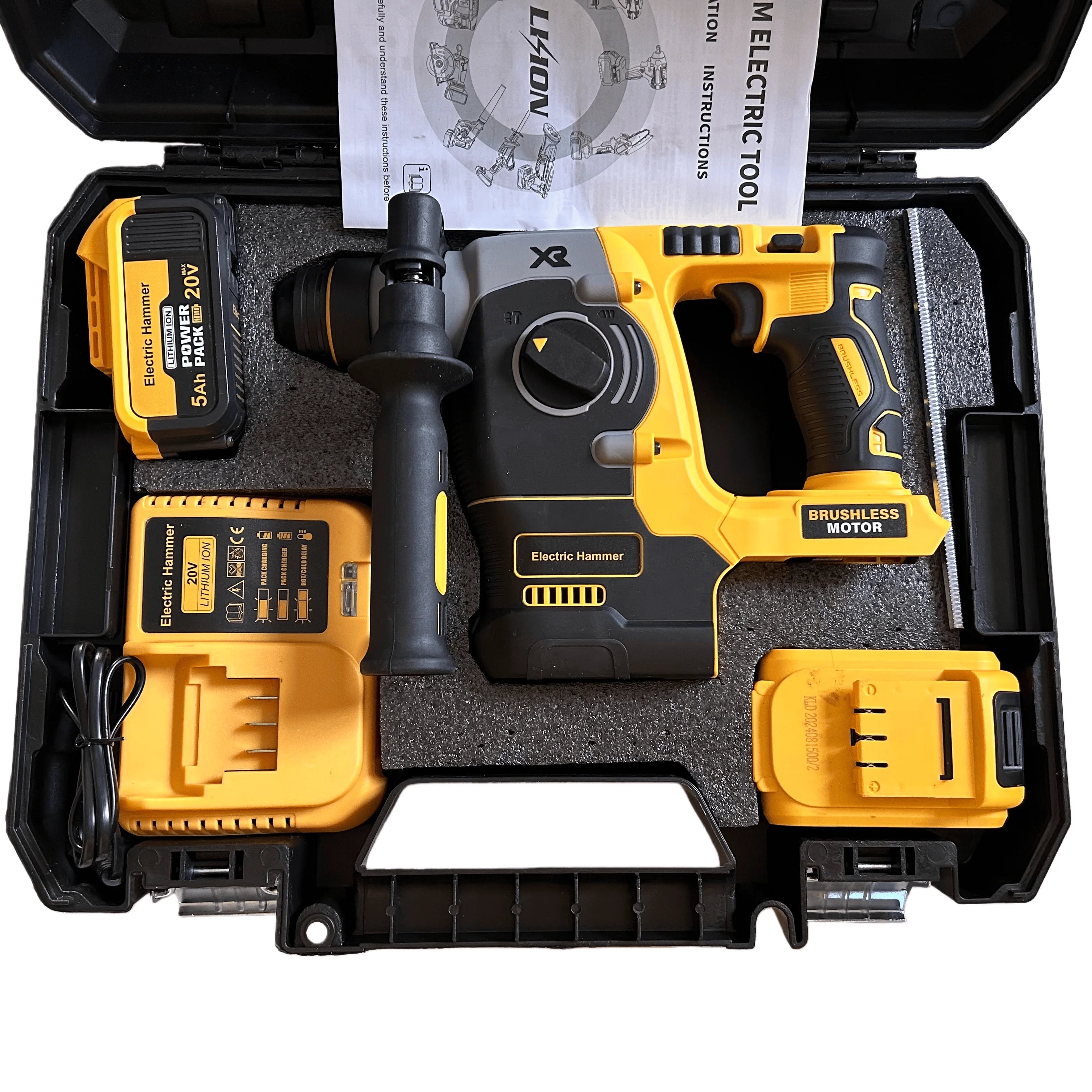 20V Brushless Cordless Rotary Hammer Drill – 850W for Concrete & DIY