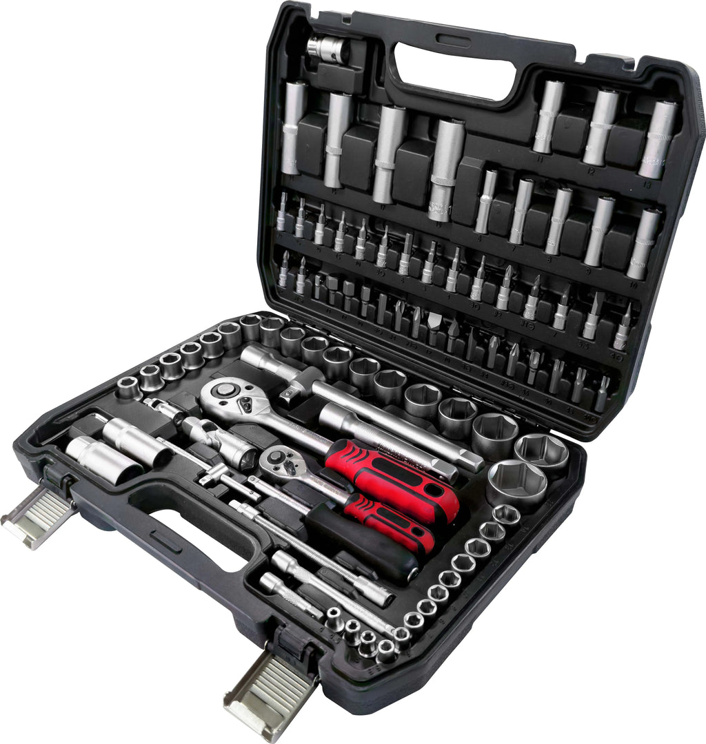 1/2" & 1/4" 94 Pcs Combination Tools Kit Box Tool Sets Hand Tools Screwdriver Pliers Socket Wrench Set Herramientas Socket Set