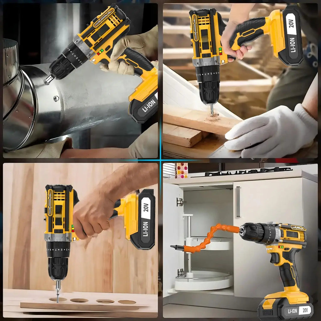 20V Cordless Impact Drill Driver Set – 136-Piece Accessory Kit