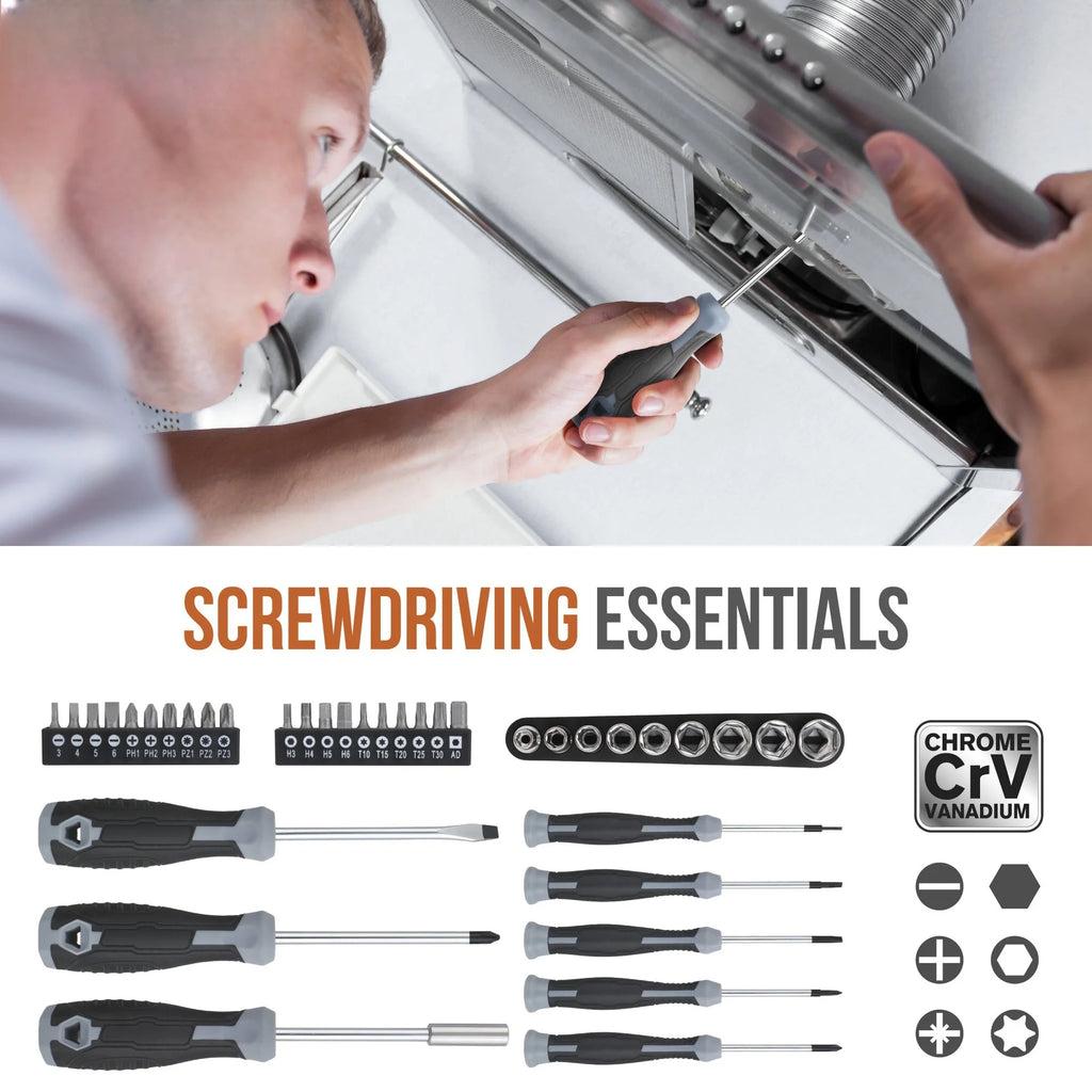 54-Piece DIY Household Tool Set – Chrome Vanadium Steel with Carry Case