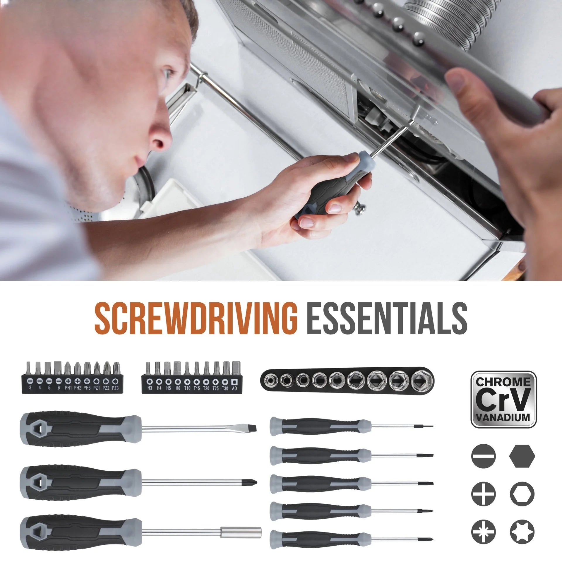 54-Piece DIY Household Tool Set – Chrome Vanadium Steel with Carry Case