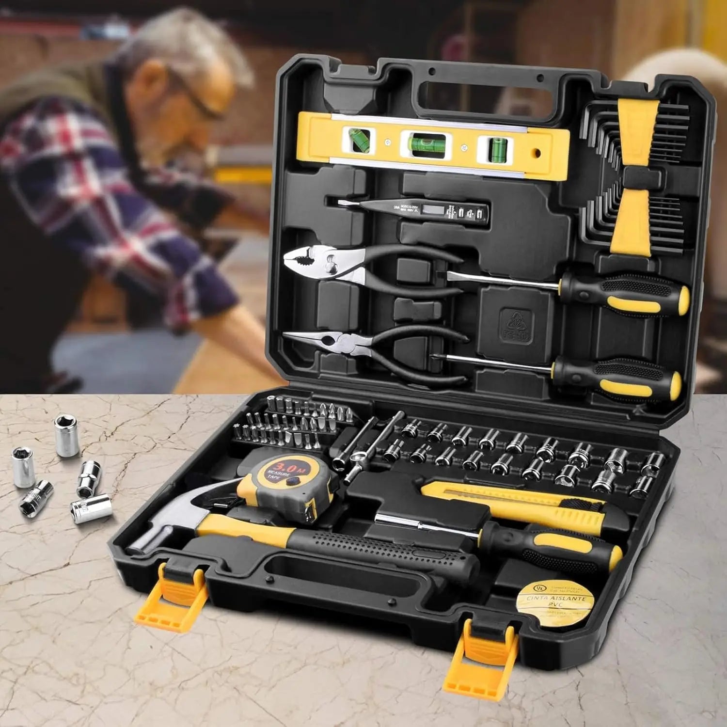 78-Piece Home Repair Tool Kit – Complete Carbon Steel Hand Tool Set