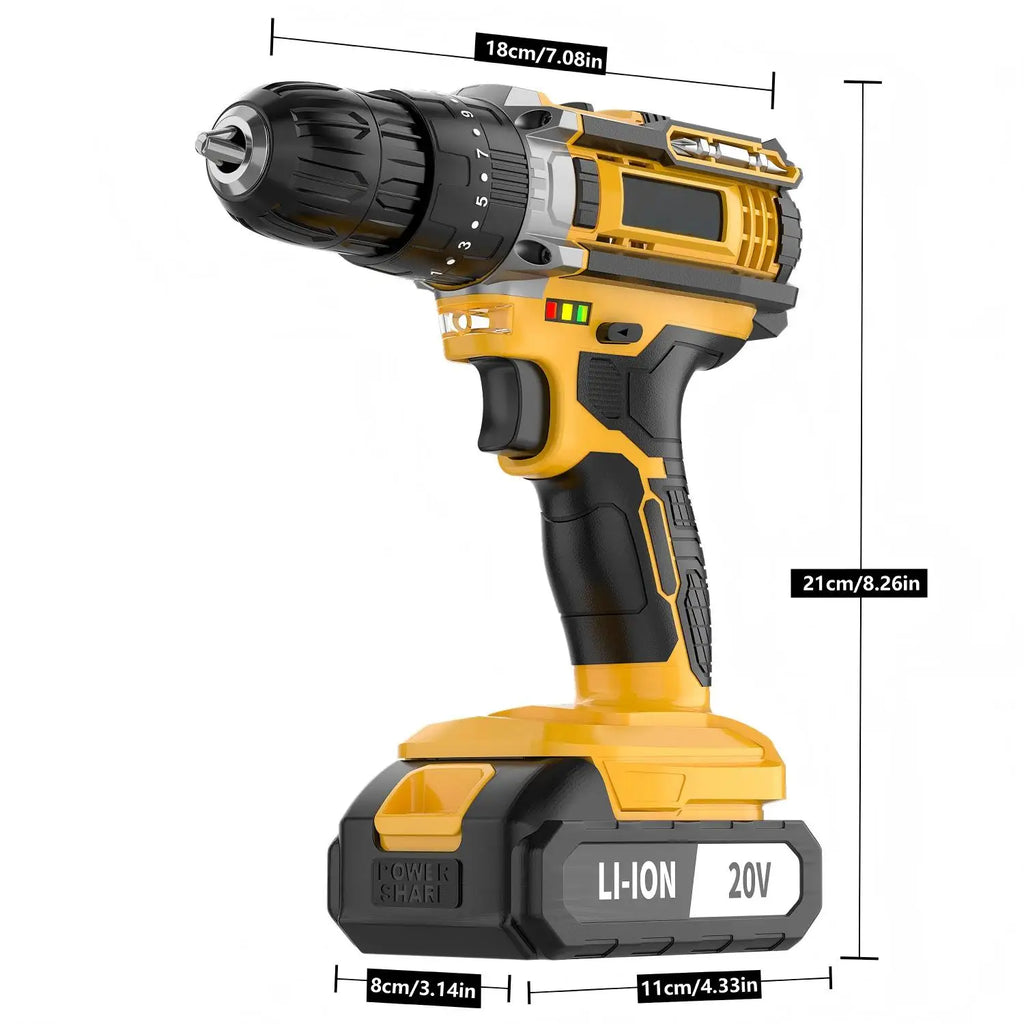 20V Cordless Impact Drill Driver Set – 136-Piece Accessory Kit