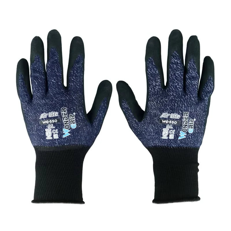 WonderGrip CE Certificate WG-550 Textured Full Customizable Heat Resistant Anti-wear Nitrile Coating Breathable Nylon Gloves