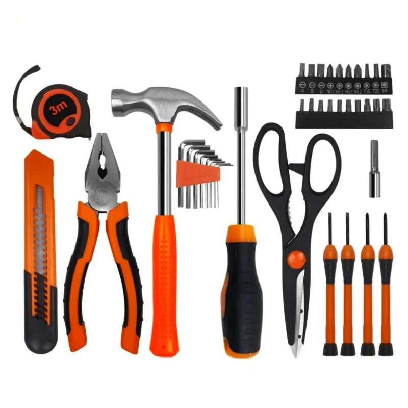 39-Piece Home Repair Tool Set – Pink, Orange, Blue & Yellow | Carry Case Included