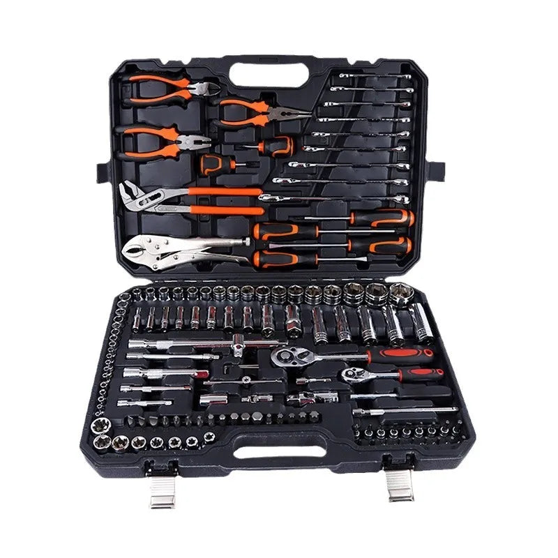 131-Piece Auto Repair & Household Combination Set with PC Ratchet Pliers Screwdriver Dual-Purpose Wrench Tool Box CRV Material