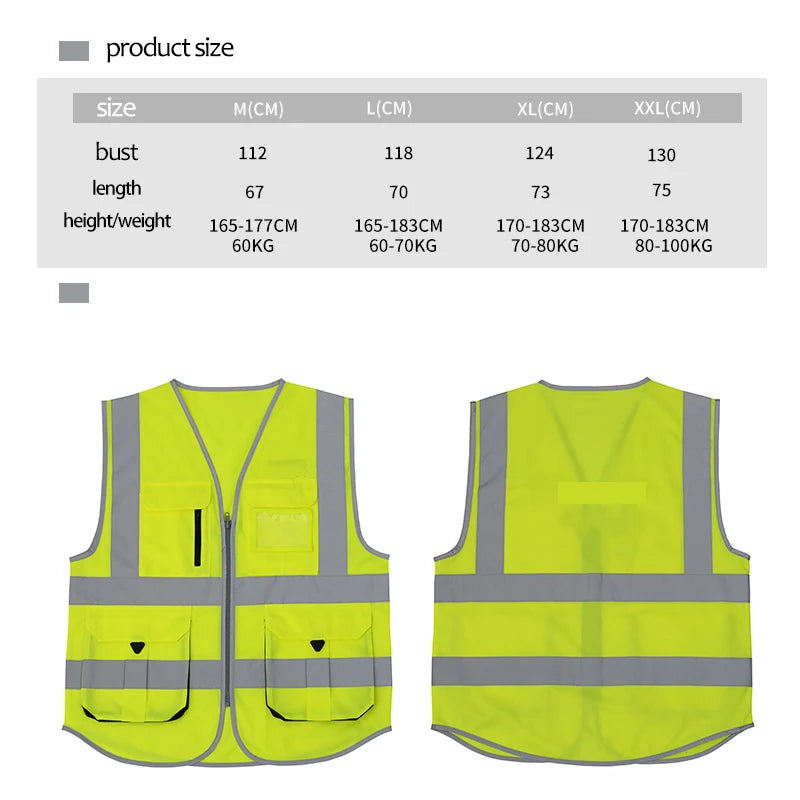 SFVest Executive High-Visibility Reflective Safety Vest – Multi-Pocket Workwear Waistcoat