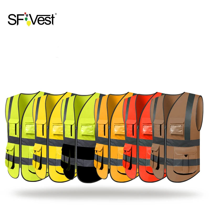SFVest Executive High-Visibility Reflective Safety Vest – Multi-Pocket Workwear Waistcoat