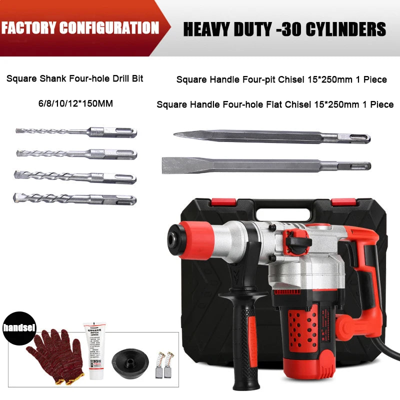 1900W Dual-Function Demolition Hammer – 3000 BPM Heavy-Duty Breaker