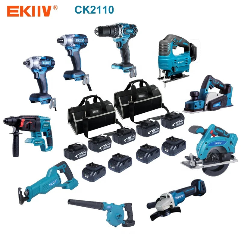 EKIIV Cordless Impact Drill Set – 18V/21V Multi-Config