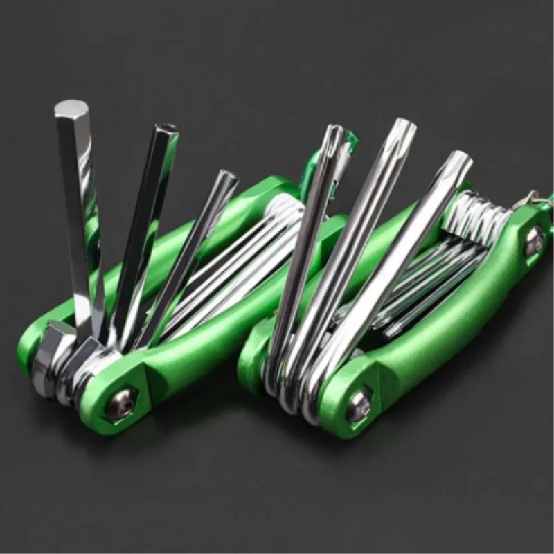 A Set of Foldable Hexagon Wrenches with 8 Pieces of Internal and 6 Pieces of External Hexagon Metric Internal Hexagon Wrench Kit