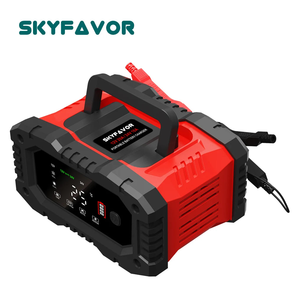 Universal Truck Motorcycle Car Battery Charger 12V 20A 24V 10A Lifepo4 Pulse Repair AGM GEL Deep Cycle Trickle Battery Charger