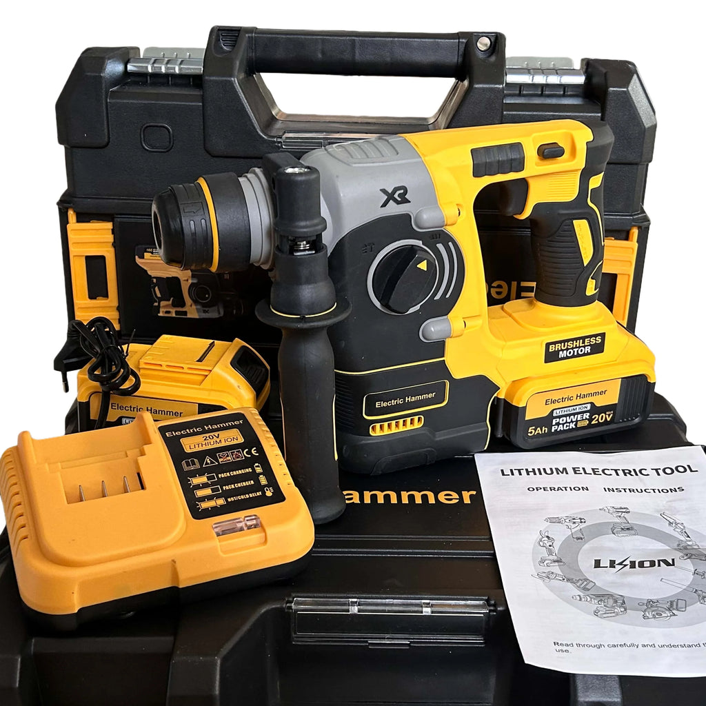 20V Brushless Cordless Rotary Hammer Drill – 850W for Concrete & DIY