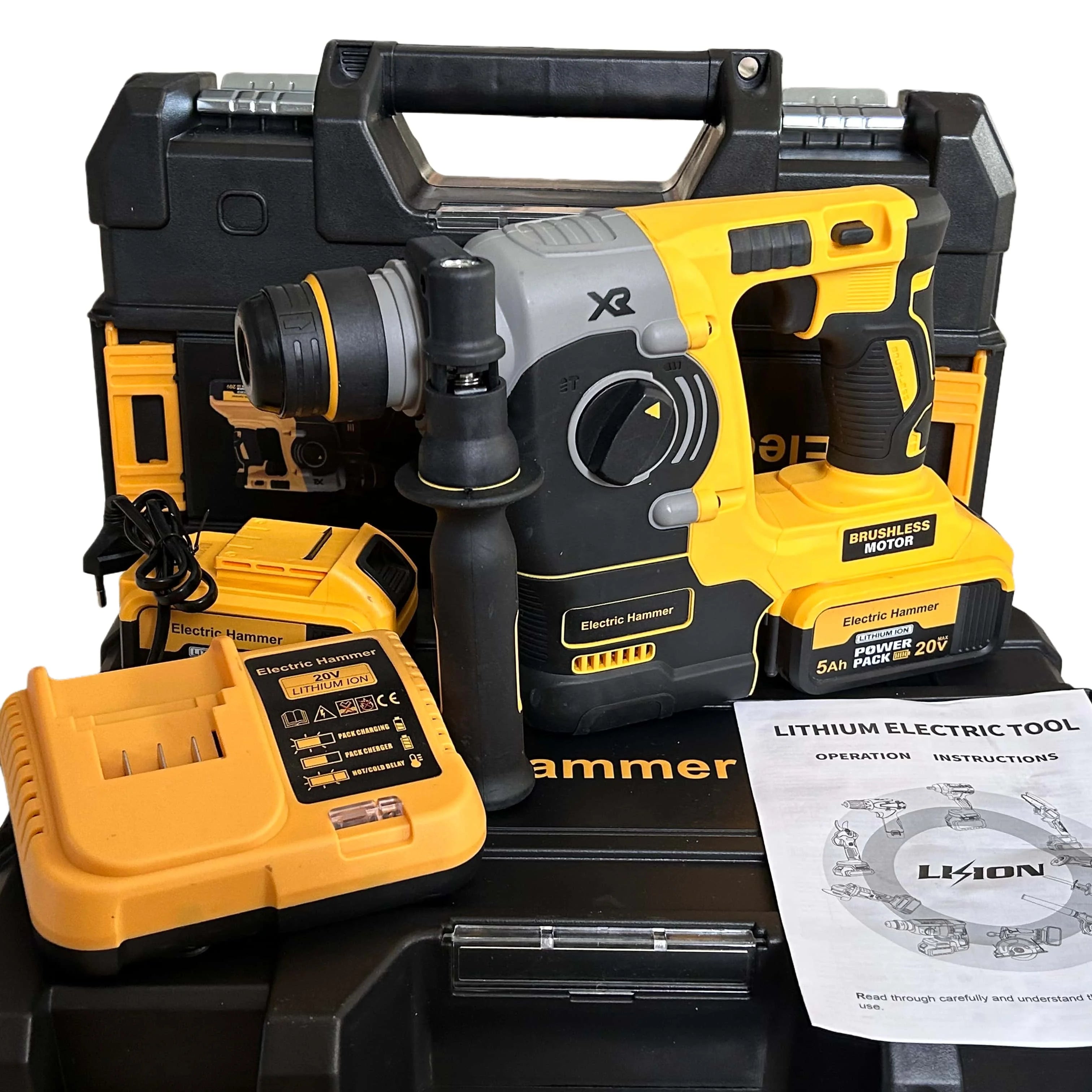 20V Brushless Cordless Rotary Hammer Drill – 850W for Concrete & DIY