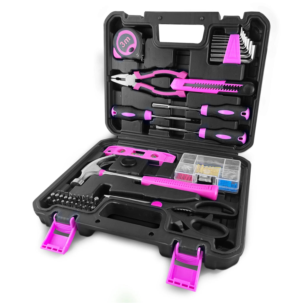 108-Piece Pink Hand Tool Kit – Complete Home Repair Set for Women
