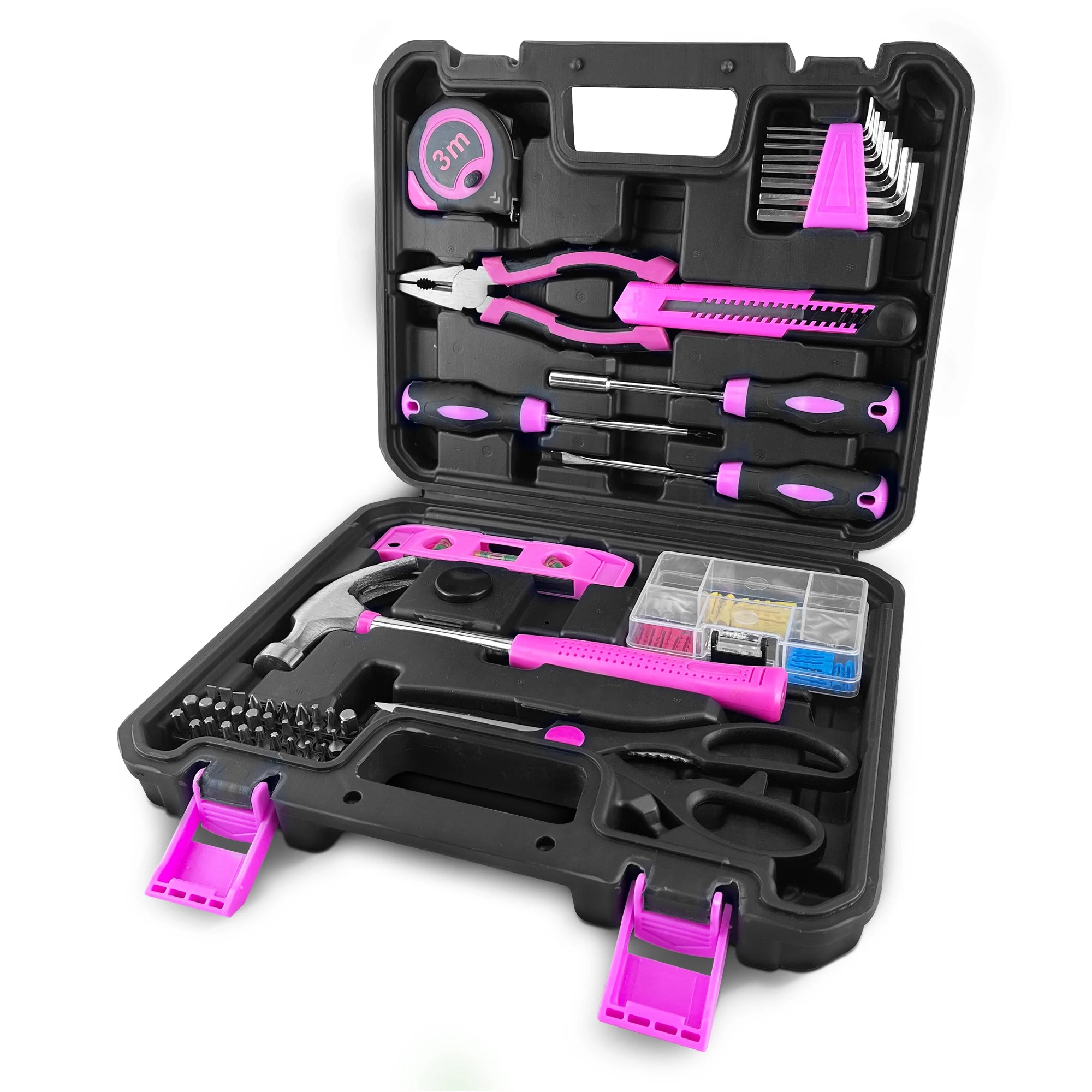 108-Piece Pink Hand Tool Kit – Complete Home Repair Set for Women
