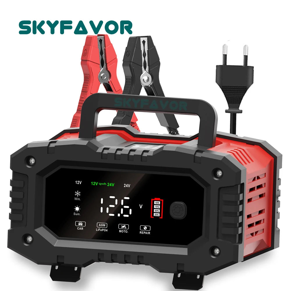 Universal Truck Motorcycle Car Battery Charger 12V 20A 24V 10A Lifepo4 Pulse Repair AGM GEL Deep Cycle Trickle Battery Charger
