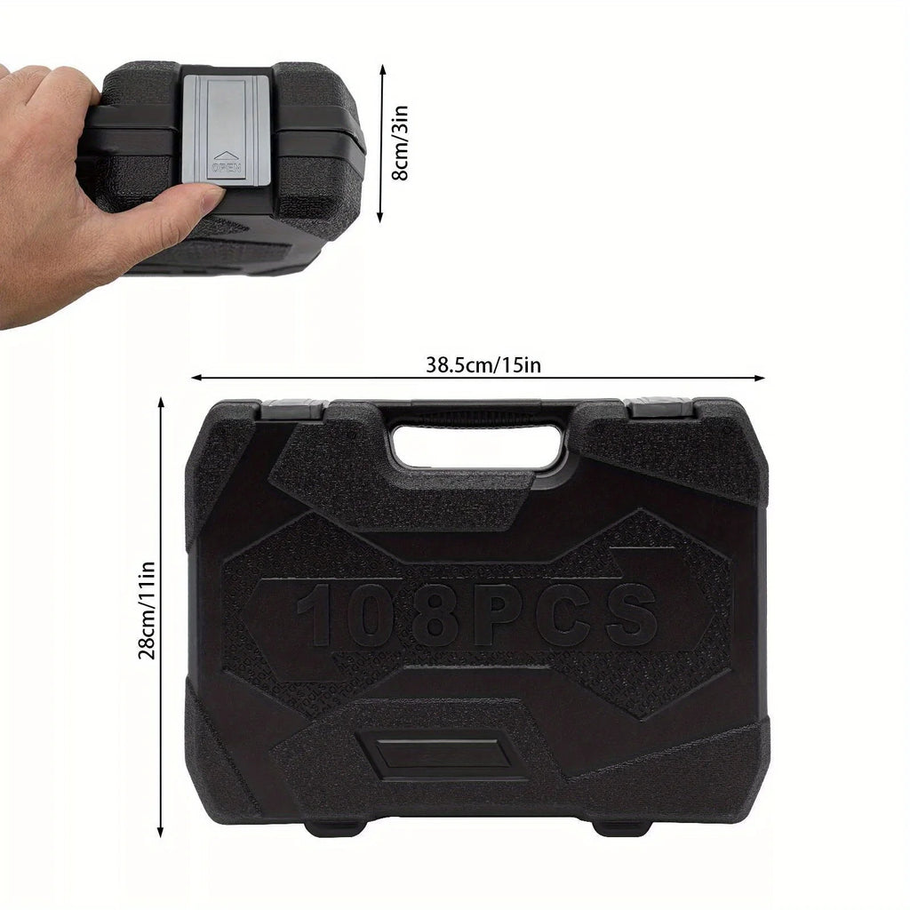 108-Piece Heavy-Duty Home Repair Tool Kit – Carbon Steel with Portable Toolbox