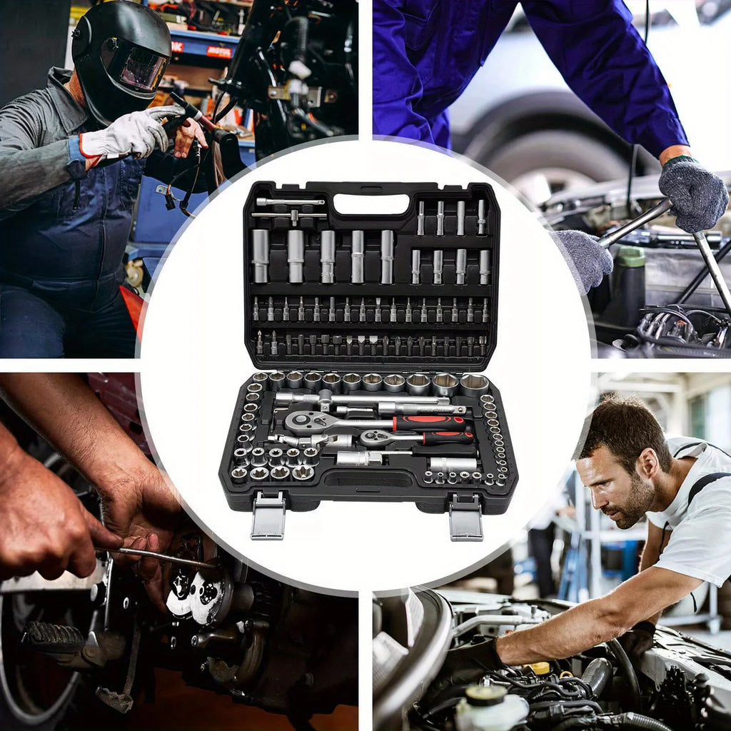 108-Piece Heavy-Duty Home Repair Tool Kit – Carbon Steel with Portable Toolbox