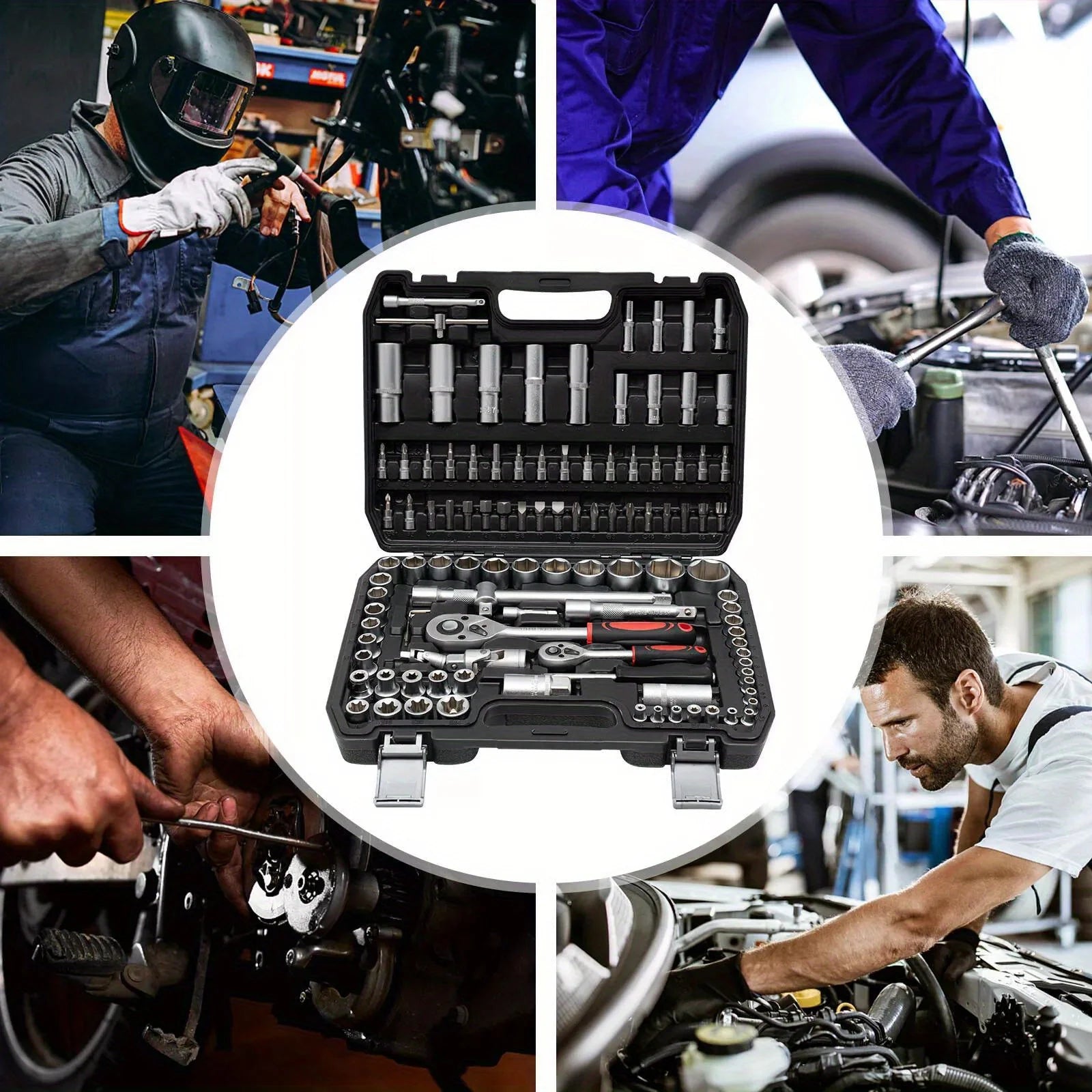 108-Piece Heavy-Duty Home Repair Tool Kit – Carbon Steel with Portable Toolbox