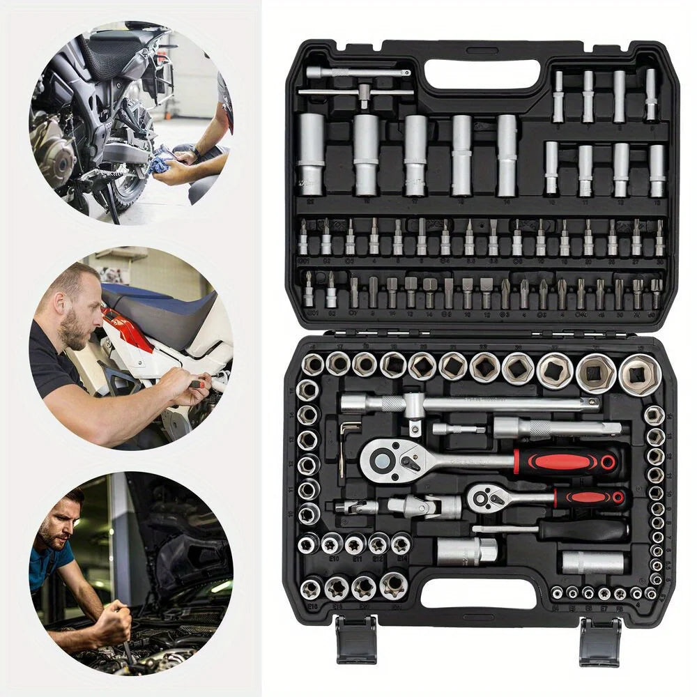 108-Piece Heavy-Duty Home Repair Tool Kit – Carbon Steel with Portable Toolbox