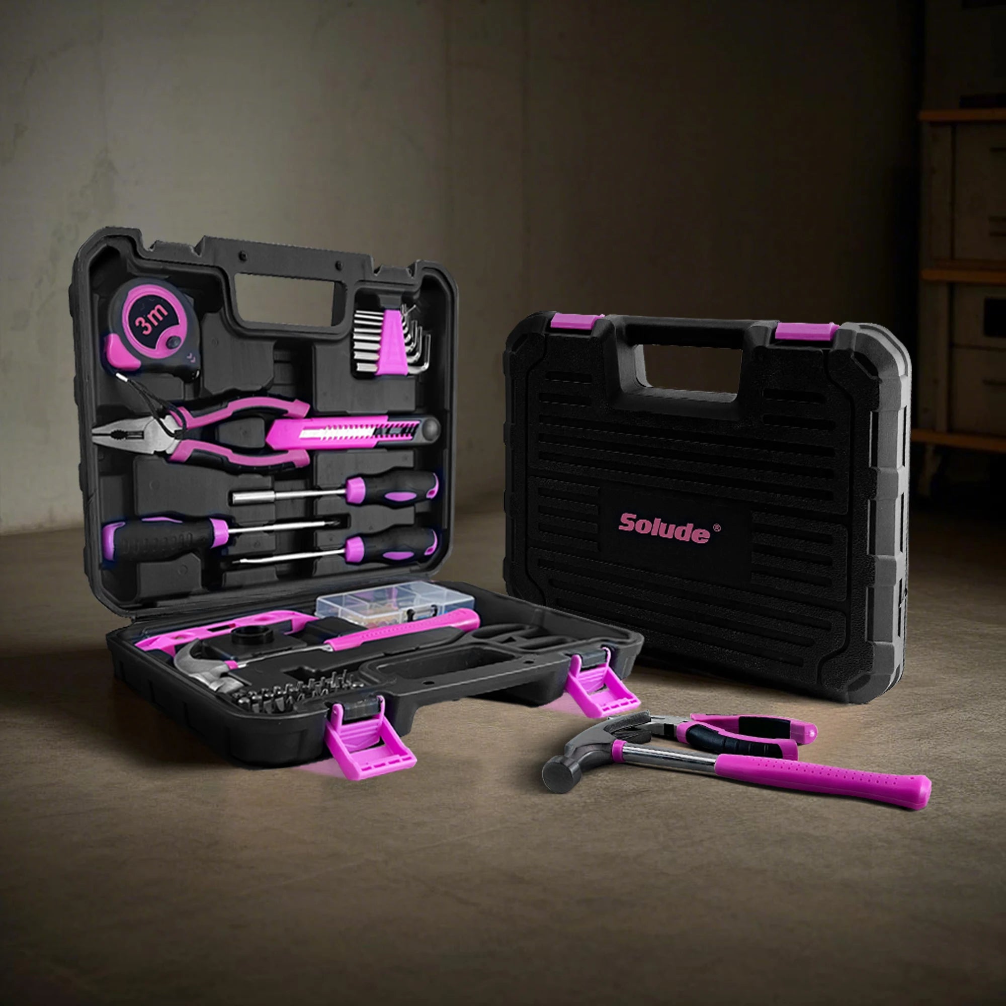 108-Piece Pink Hand Tool Kit – Complete Home Repair Set for Women