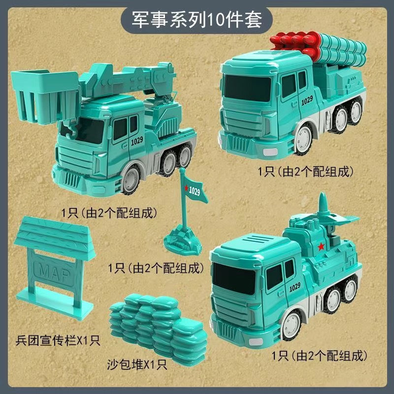 3-in-1 Magnetic Transforming Robot & Construction Vehicle Set