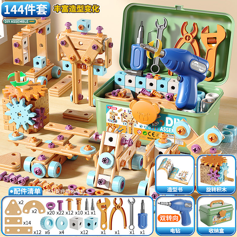 Kids Pretend Repair Station Toolbox Set with Electric Toy Drill