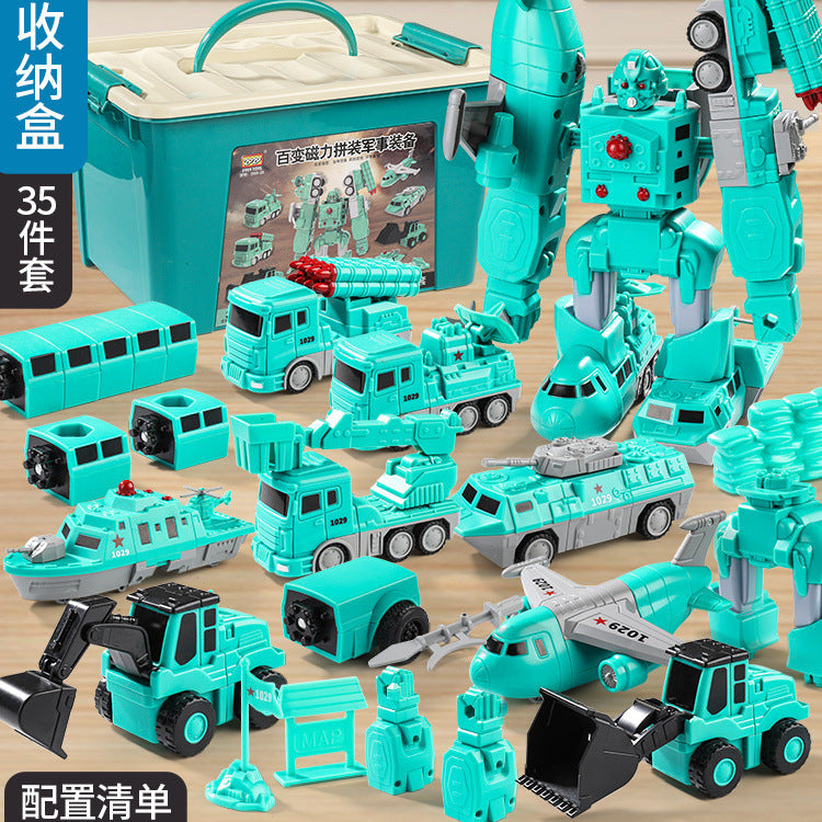 3-in-1 Magnetic Transforming Robot & Construction Vehicle Set