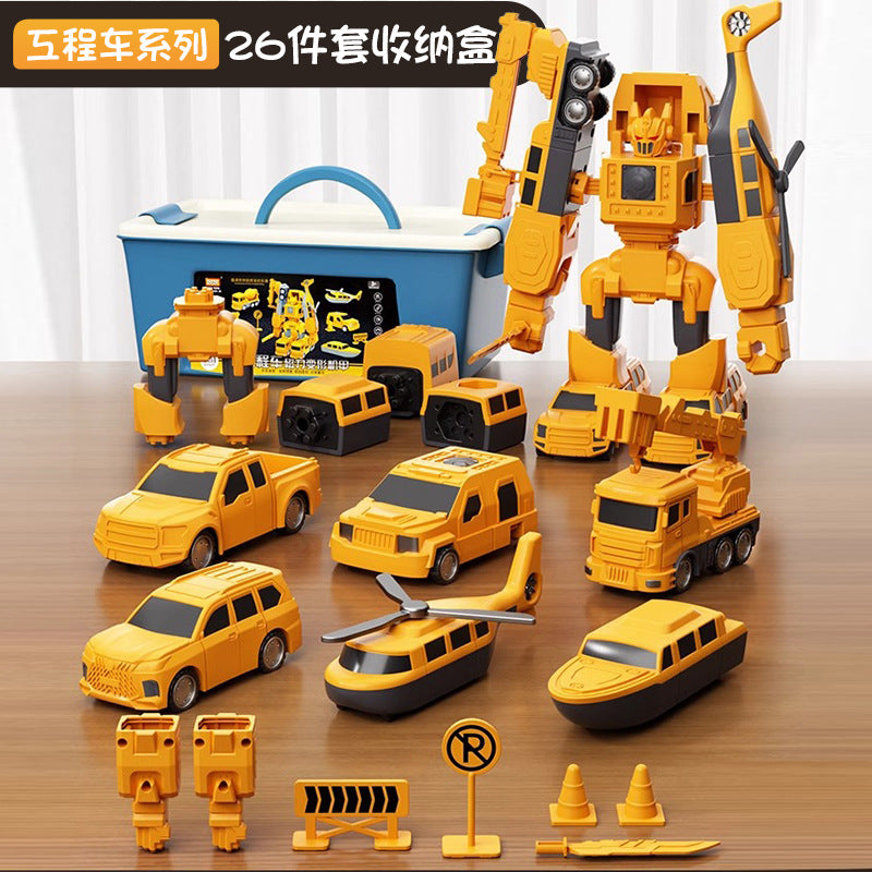 3-in-1 Magnetic Transforming Robot & Construction Vehicle Set