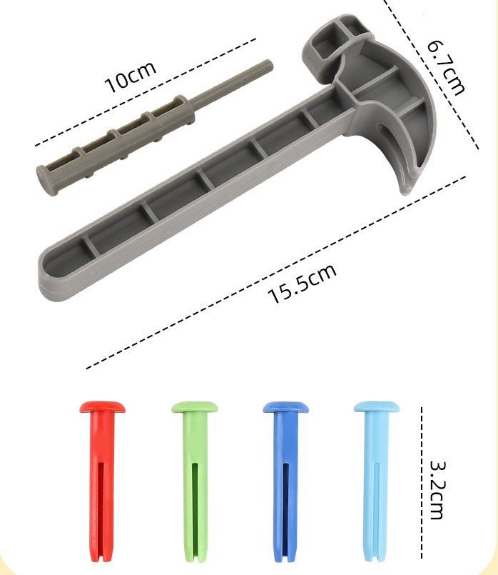 Double-Sided Wooden Hammer & Nail Knocking Bench Toy