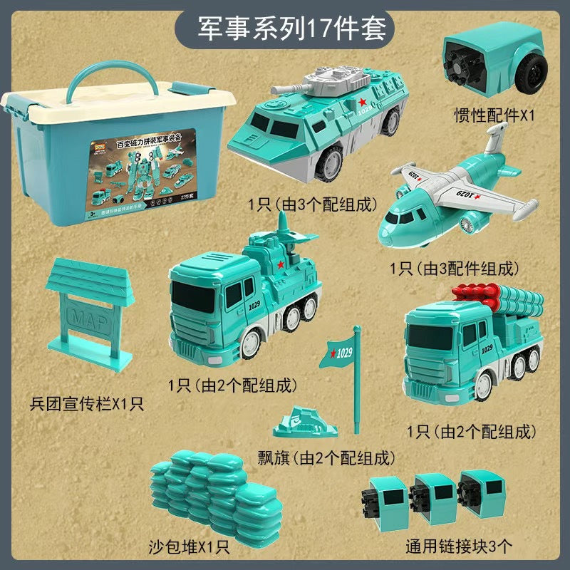3-in-1 Magnetic Transforming Robot & Construction Vehicle Set