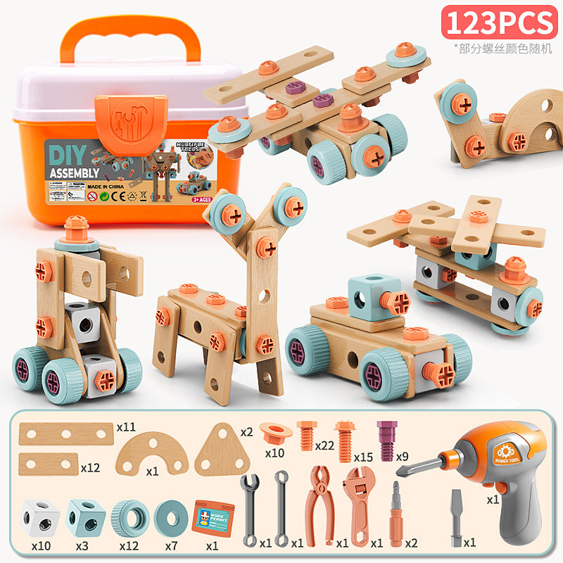 Kids STEM DIY Construction Tool Box Set with Electric Toy Drill