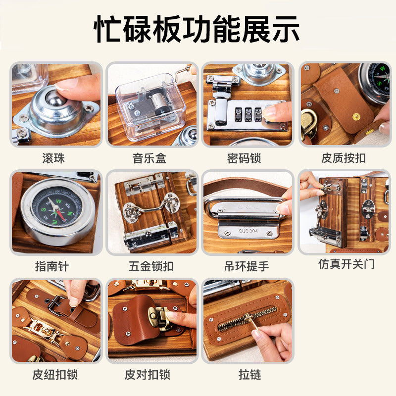 Montessori Wooden Compass Activity Busy Board for Toddlers