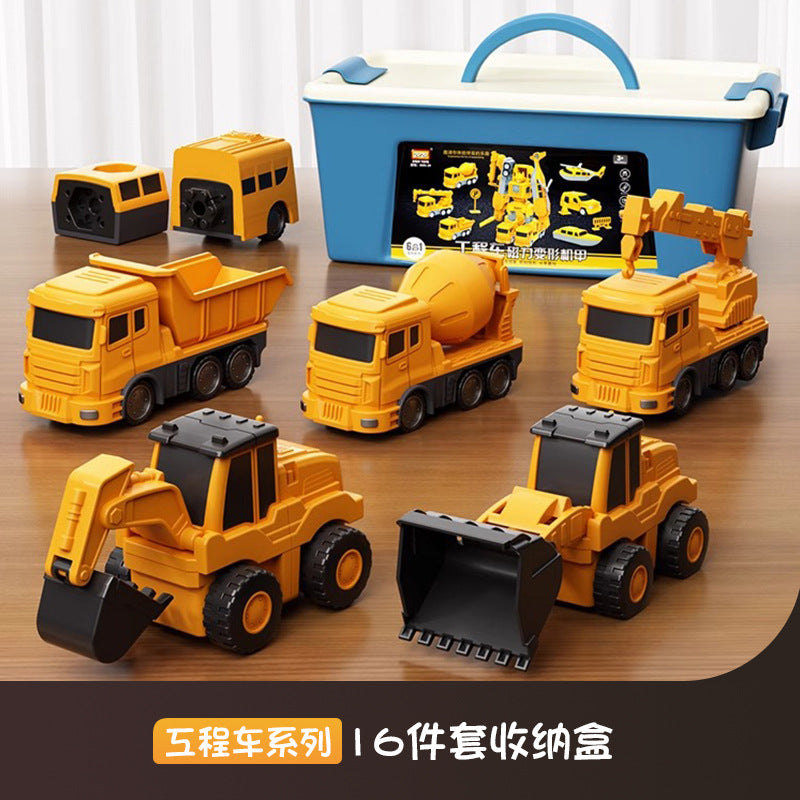 3-in-1 Magnetic Transforming Robot & Construction Vehicle Set