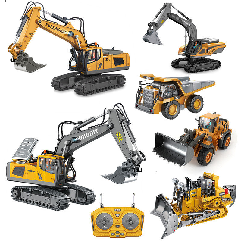 Kids 2.4G Remote Control Alloy Excavator & Construction Vehicle Set