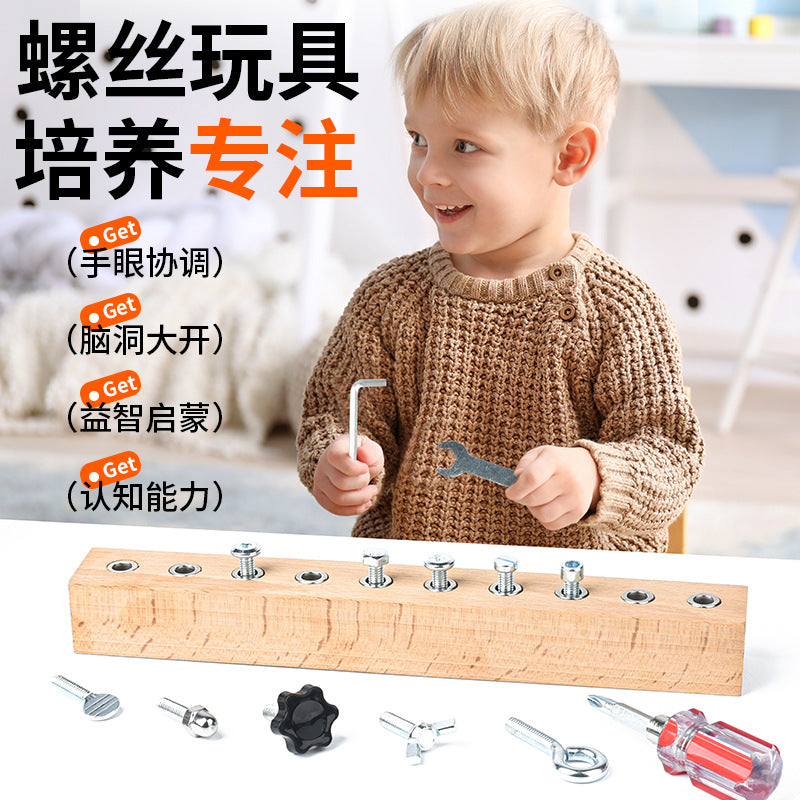 Montessori Wooden Screw Driver Board & Nut Assembly Toy